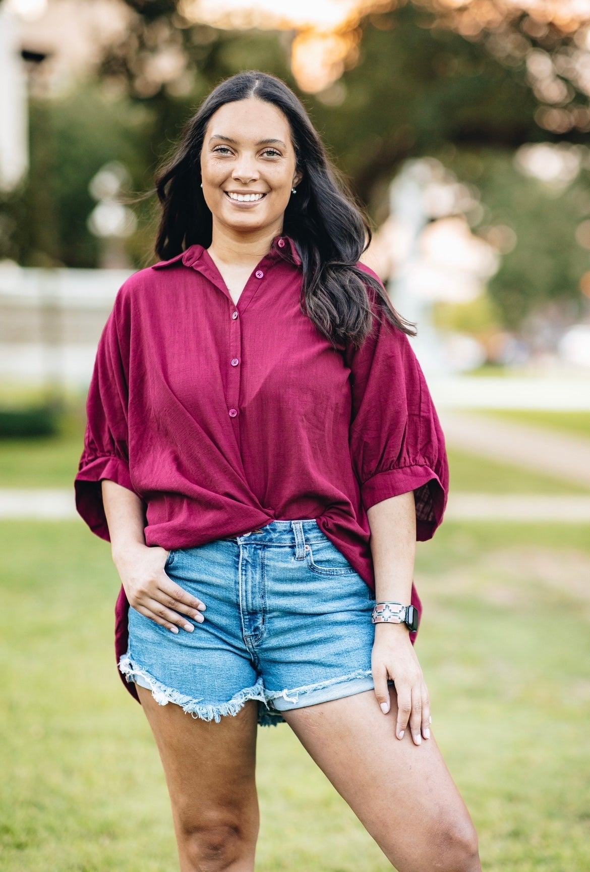 Red Wine Oversized Button Down