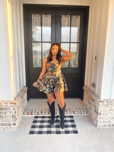 Floral Jacquard Tapestry Tiered Ruffle Romper