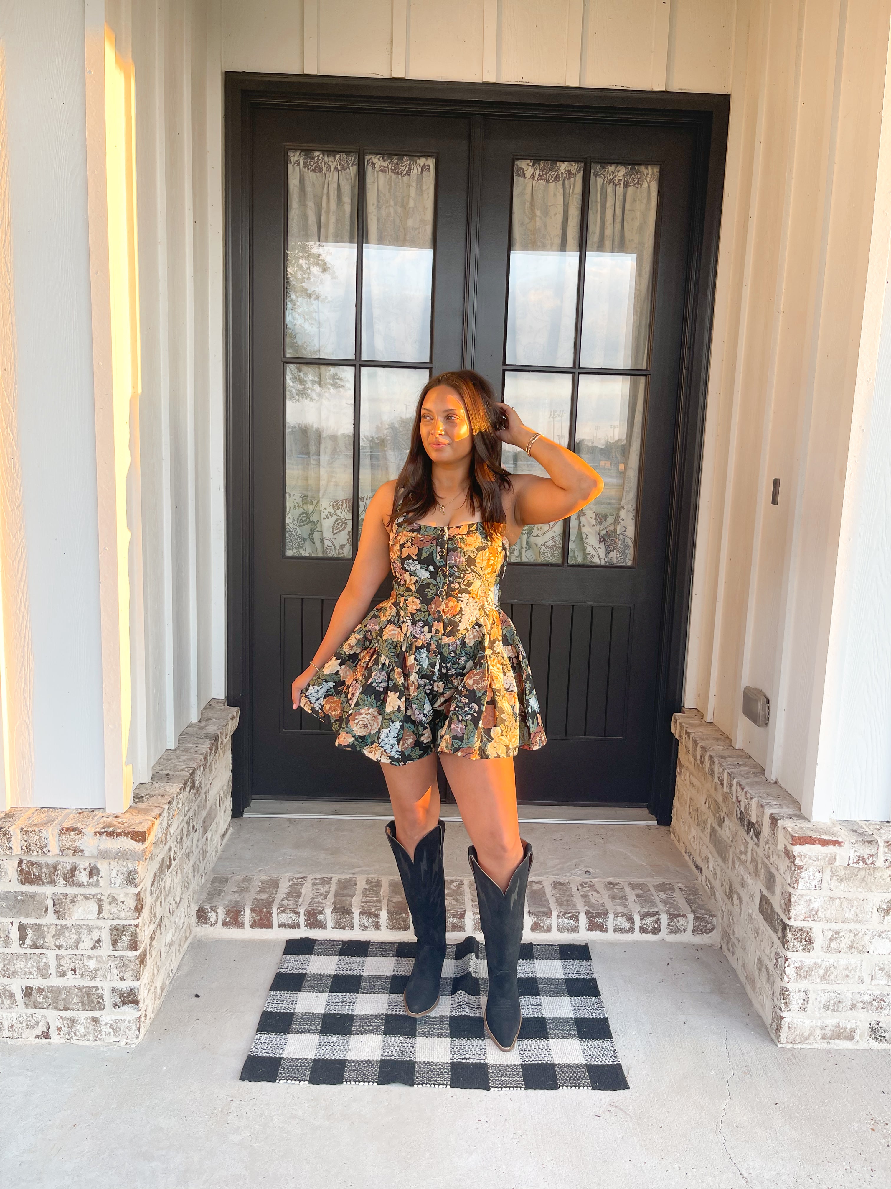 Floral Jacquard Tapestry Tiered Ruffle Romper