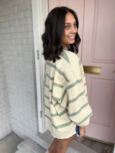 Sage/Cream Striped Sweater