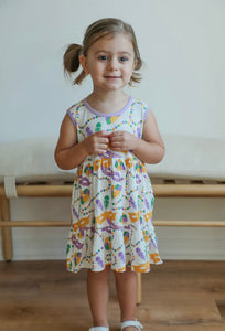 Mardi Gras Bamboo Tiered Twirl Dress