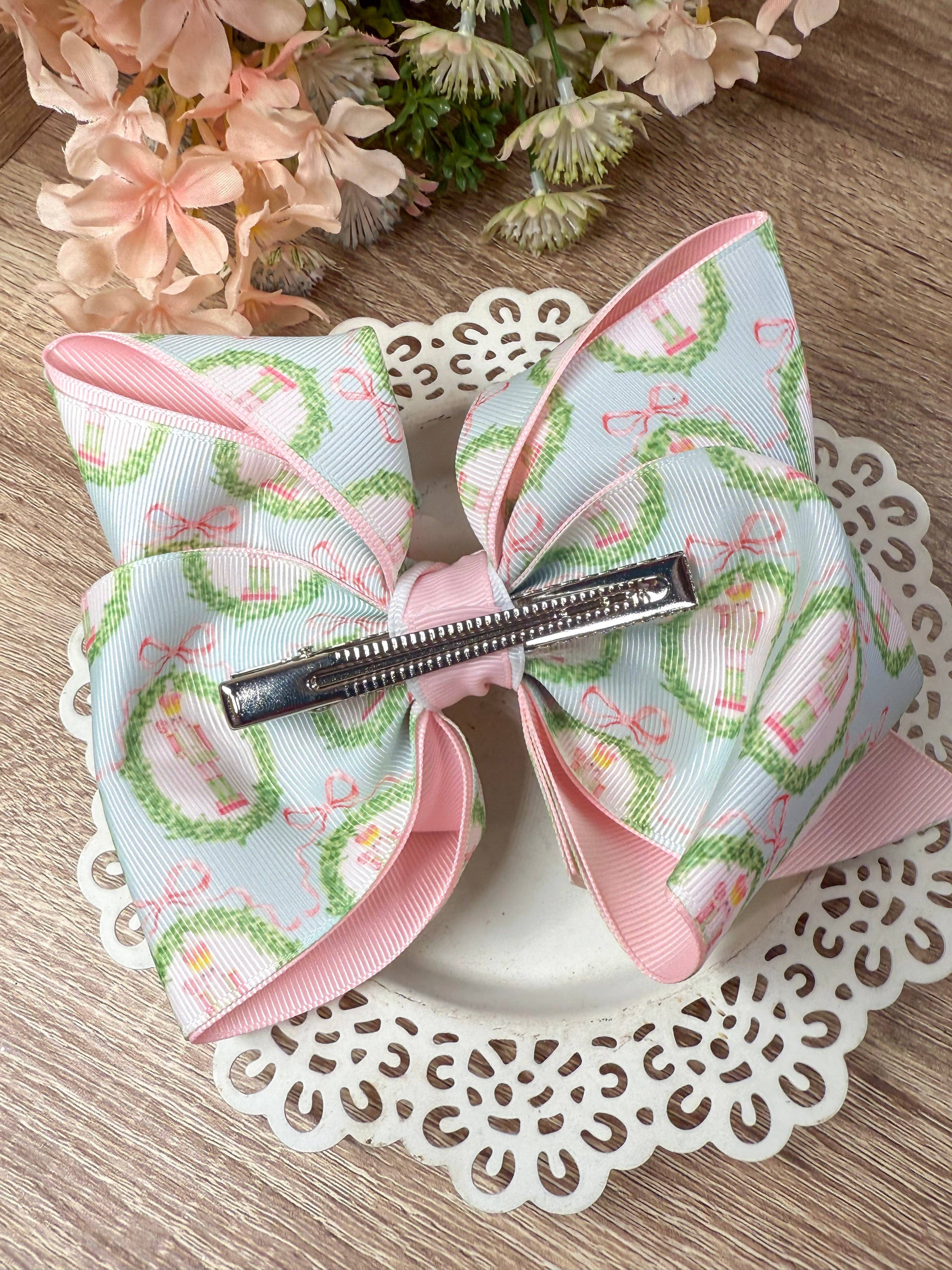 Pastel Nutcracker BIG Double Layer Hair Bow: Christmas 2025