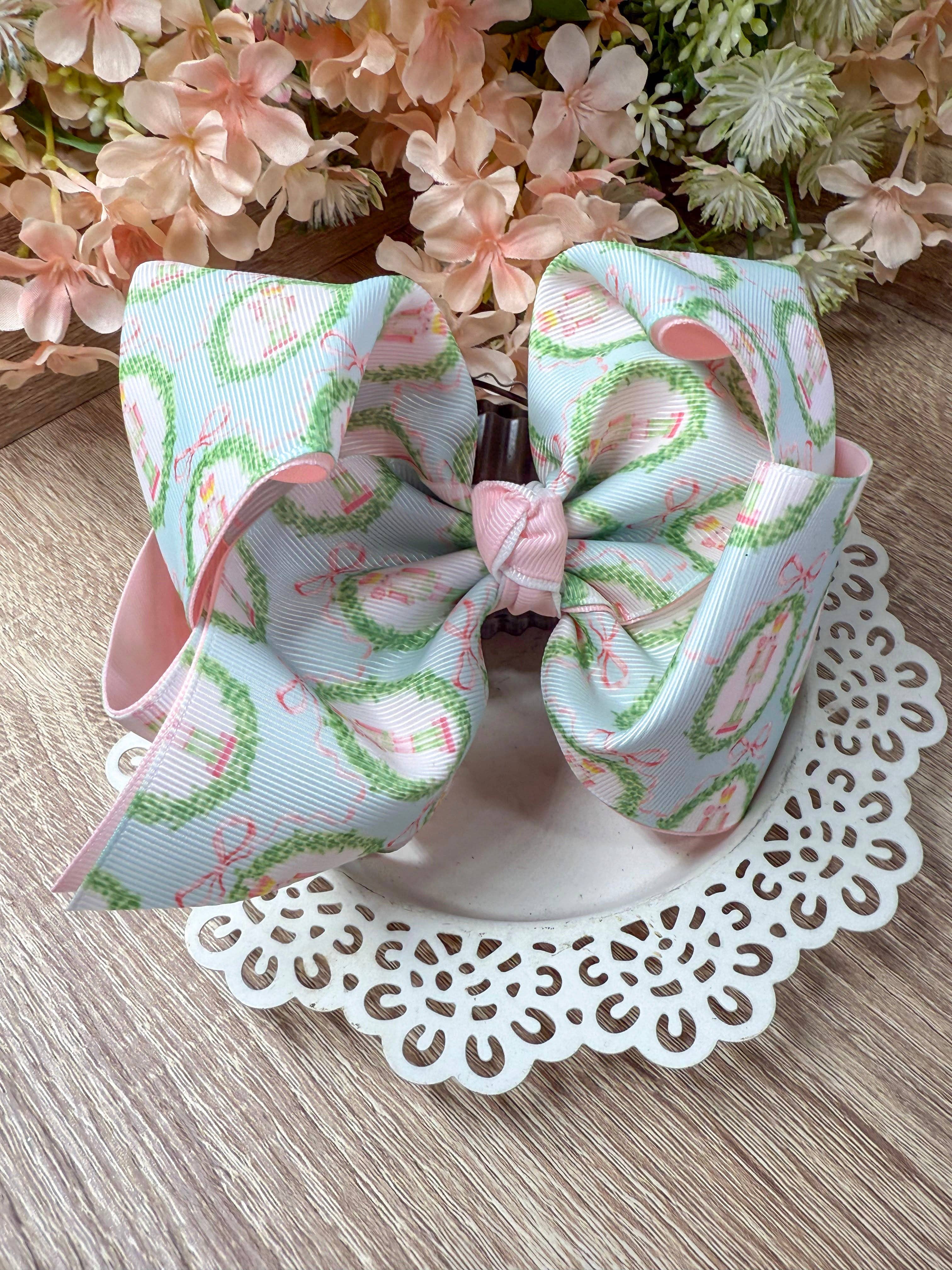 Pastel Nutcracker BIG Double Layer Hair Bow: Christmas 2025