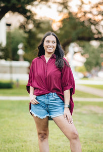 Red Wine Oversized Button Down