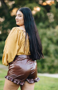 Brown Faux Leather Shorts