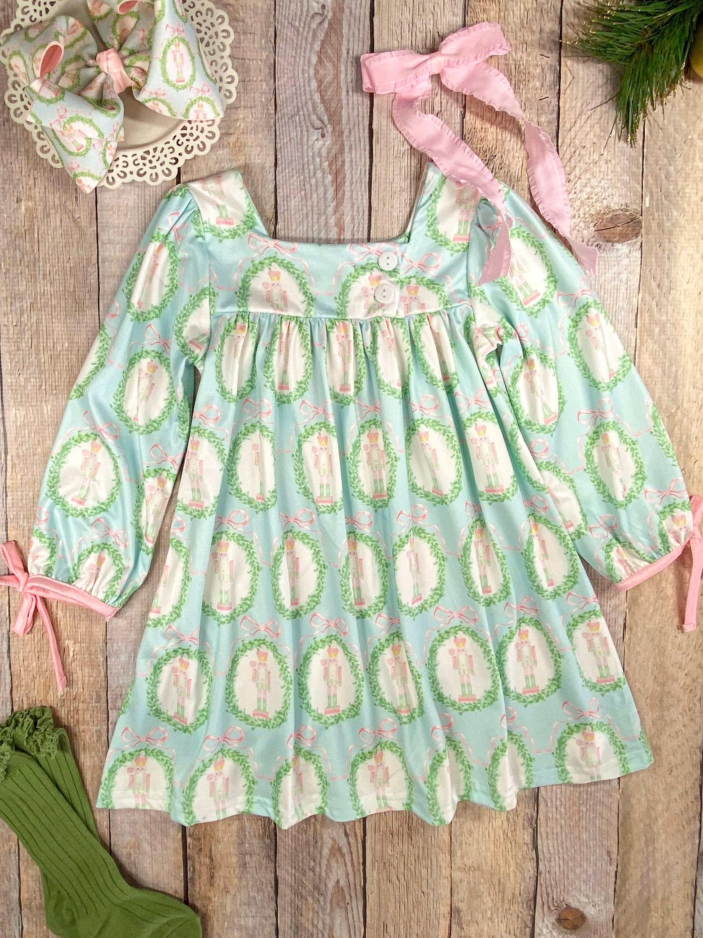 Nutcracker & Tied Long Sleeves Dress: Christmas 2025