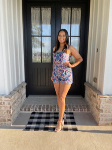 Azul Floral Open Romper