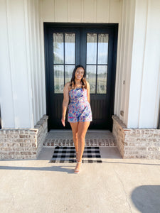 Azul Floral Open Romper
