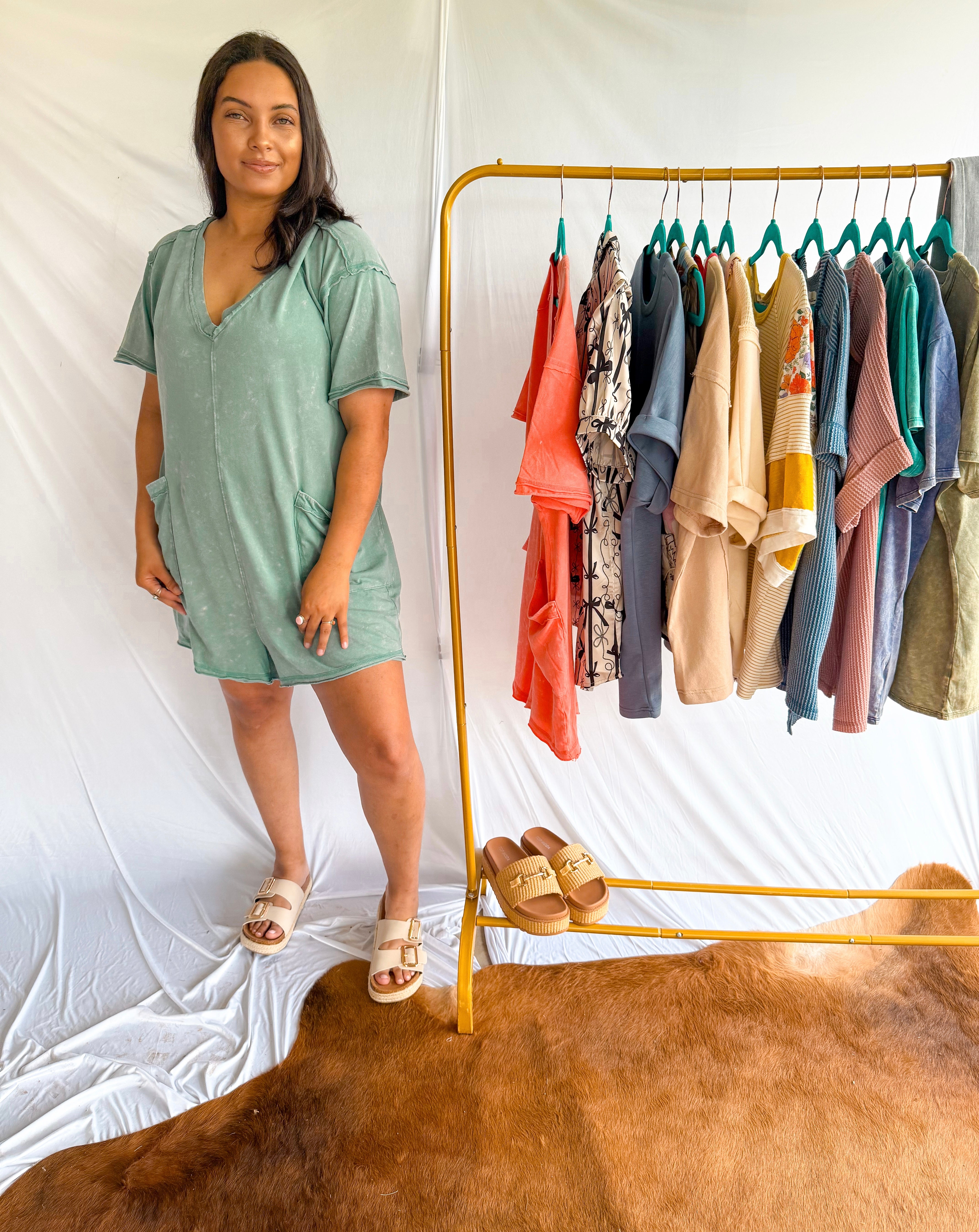 Olive Mineral Wash Romper
