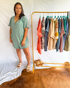 Olive Mineral Wash Romper