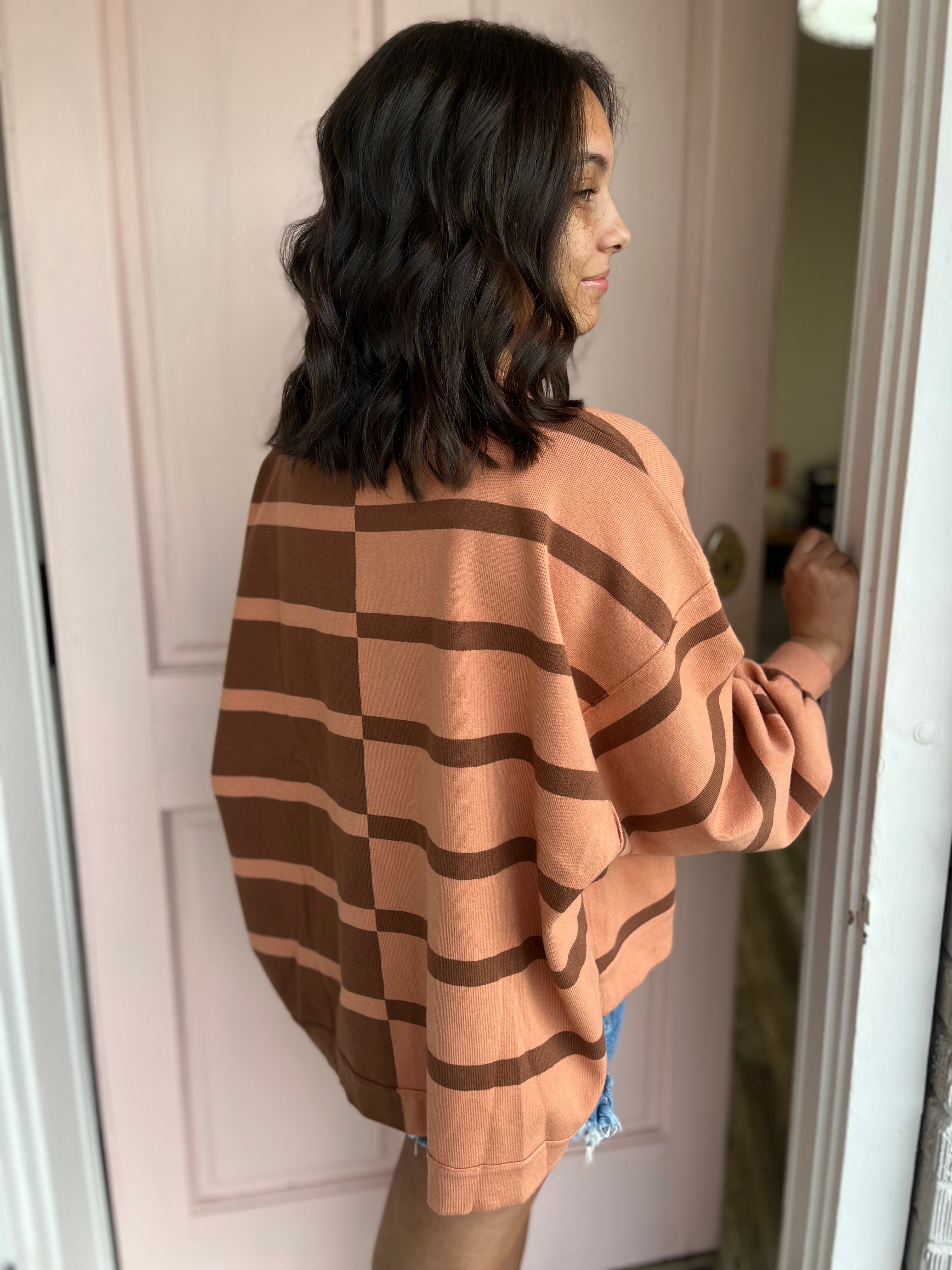 Choco/Redbean Striped Sweater