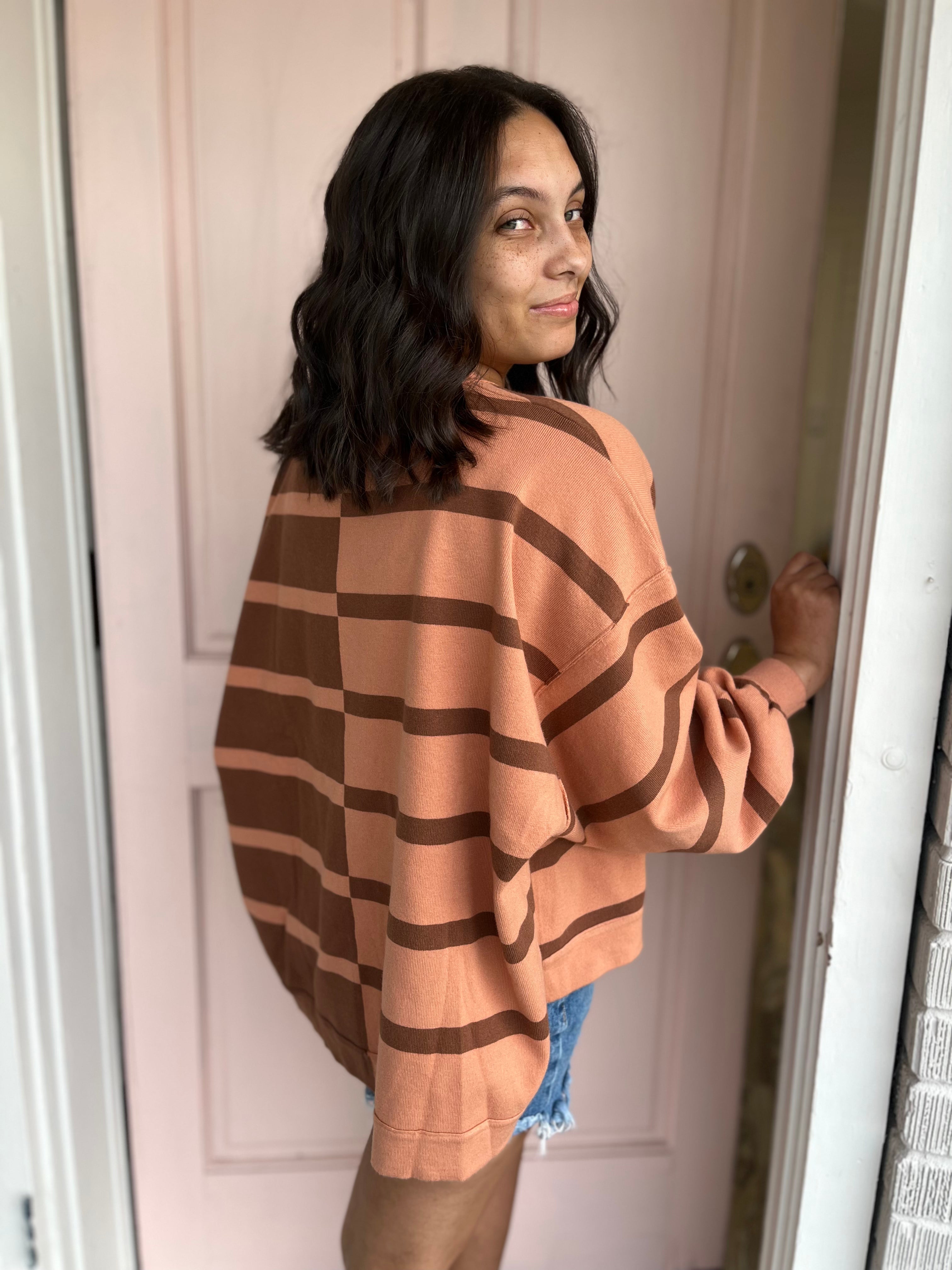 Choco/Redbean Striped Sweater