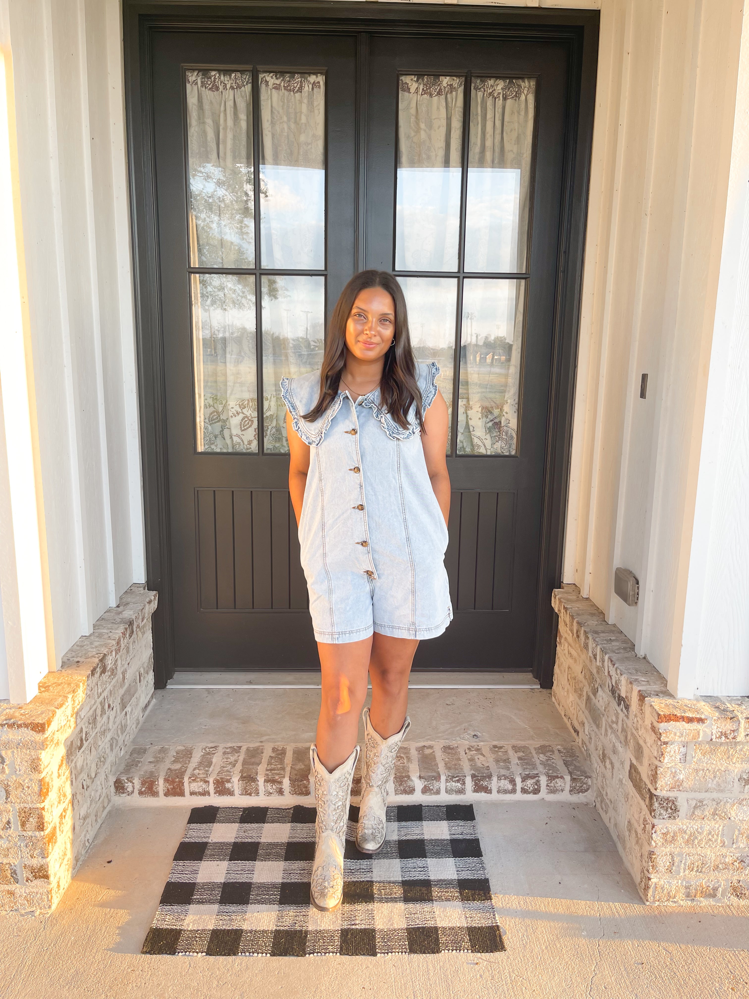 Lacy Denim Romper