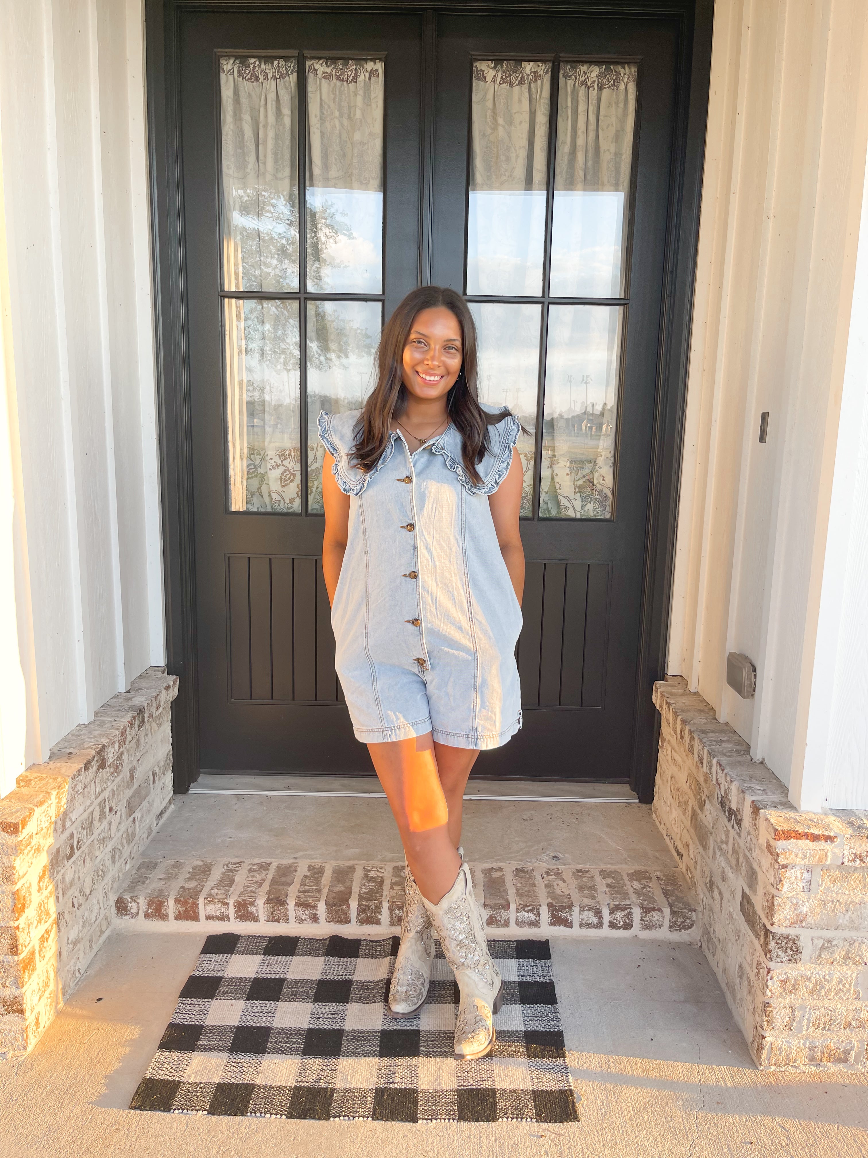 Lacy Denim Romper