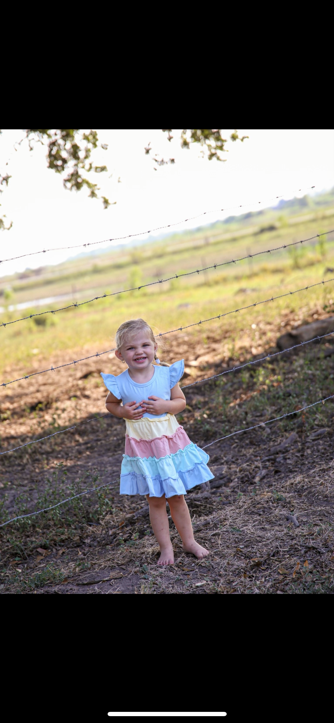 Blue Rainbow Ruffle Tiered Dress