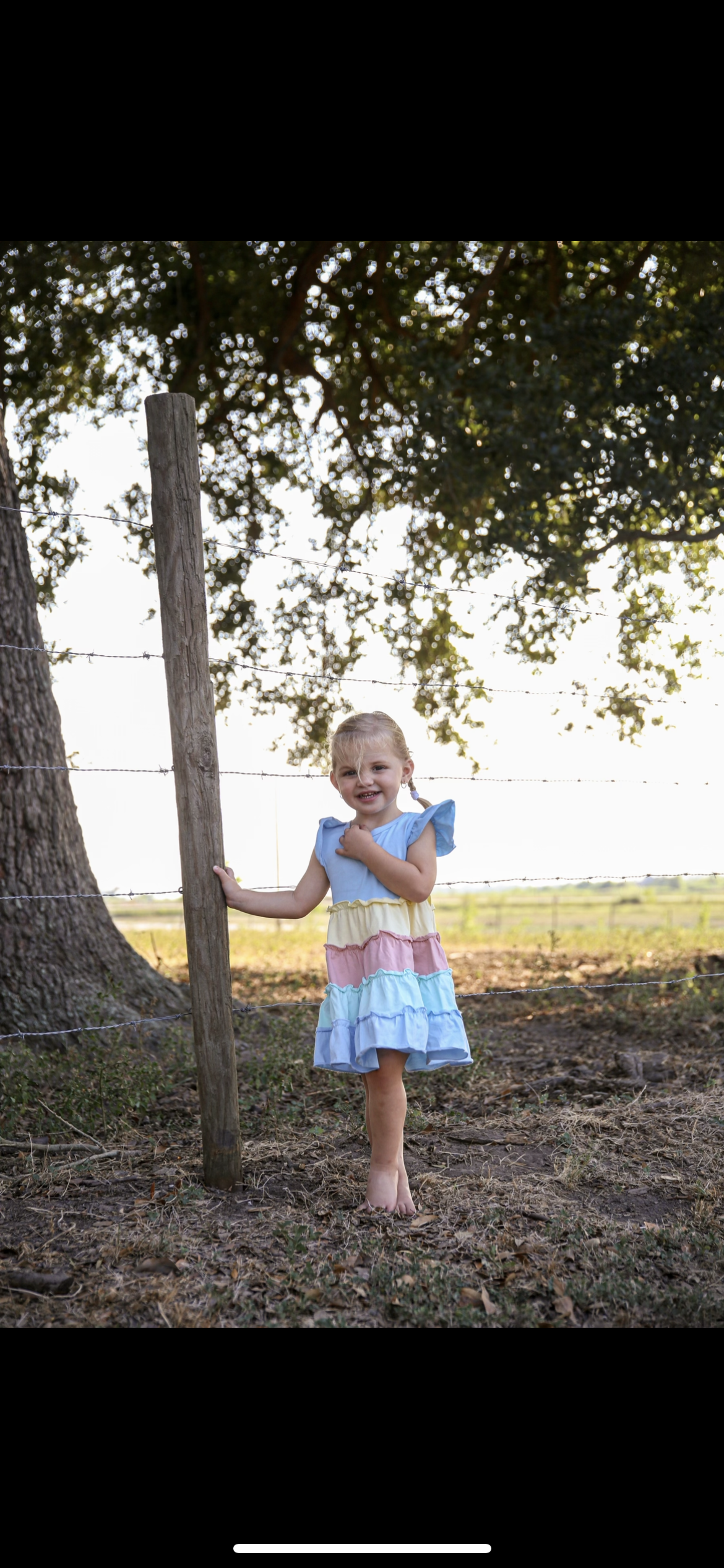 Blue Rainbow Ruffle Tiered Dress