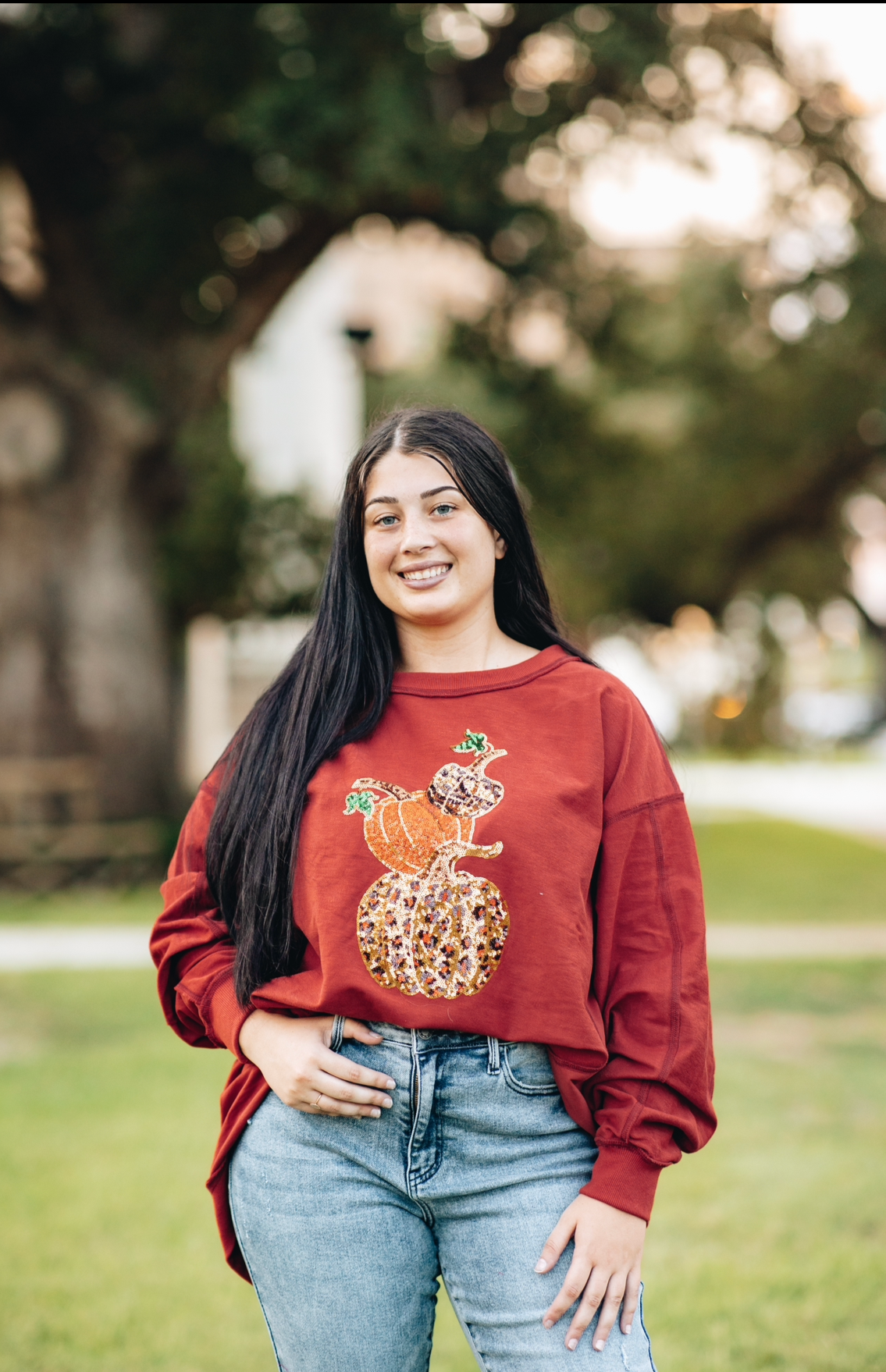 Pumpkin Sequin Patch Sweatshirt