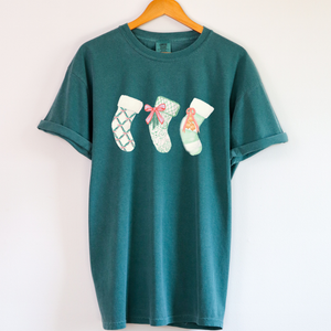 Christmas Stocking Trio Comfort Colors Tee