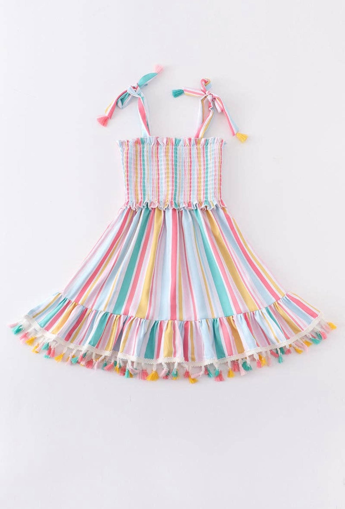 Multi Color Stripe Tassel Dress