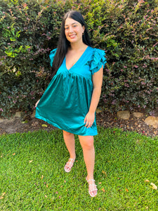 Blue Is Your Color Satin Mini Dress