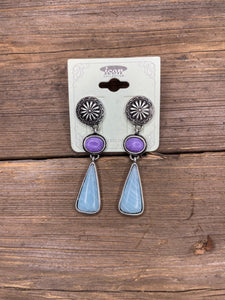 Purple and Blue Marbled Earrings