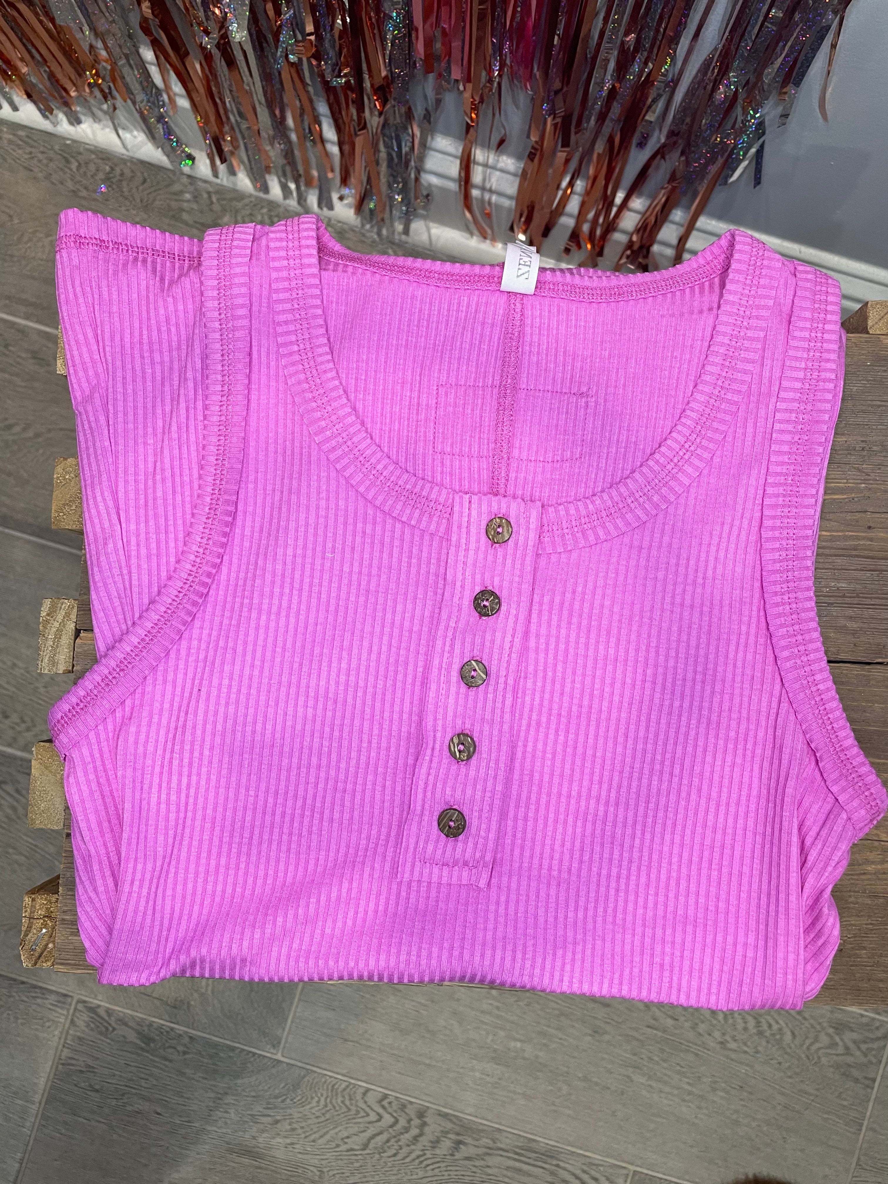 Ribbed Bright Mauve Tank