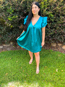 Blue Is Your Color Satin Mini Dress