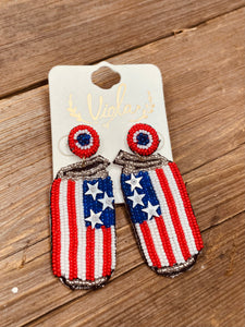 Patriotic Can Bead Earrings