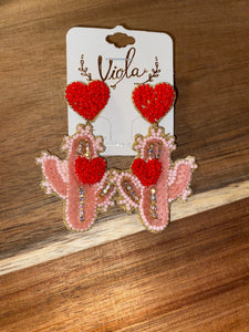 Cactus Beaded Valentines Earrings