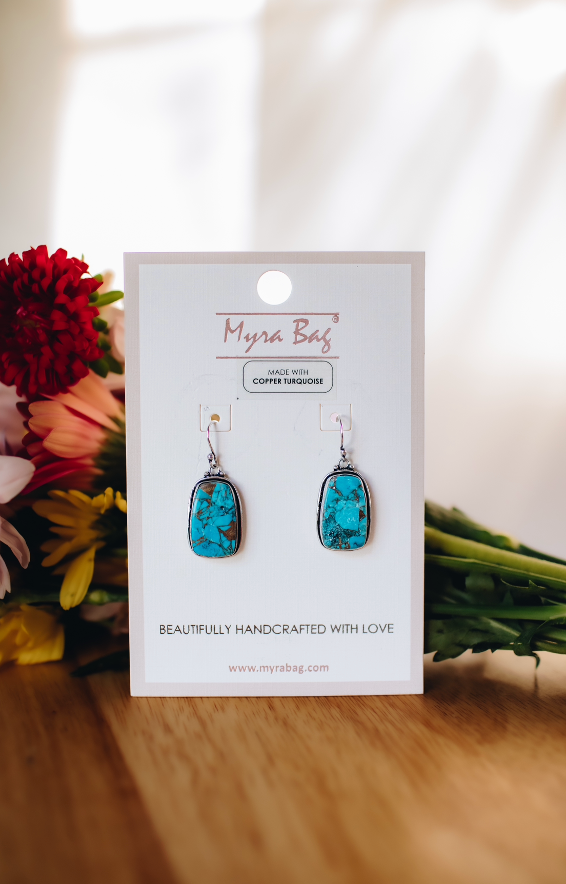 Turquoise Dangling Stone Earrings