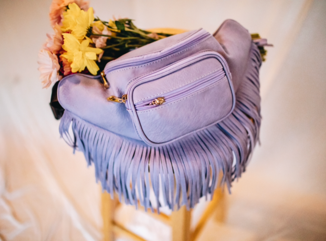 Lavender Fringe Tassel Fanny Pack