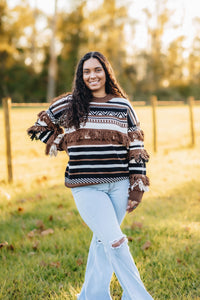 Cowboy Christmas Fringe Sweater