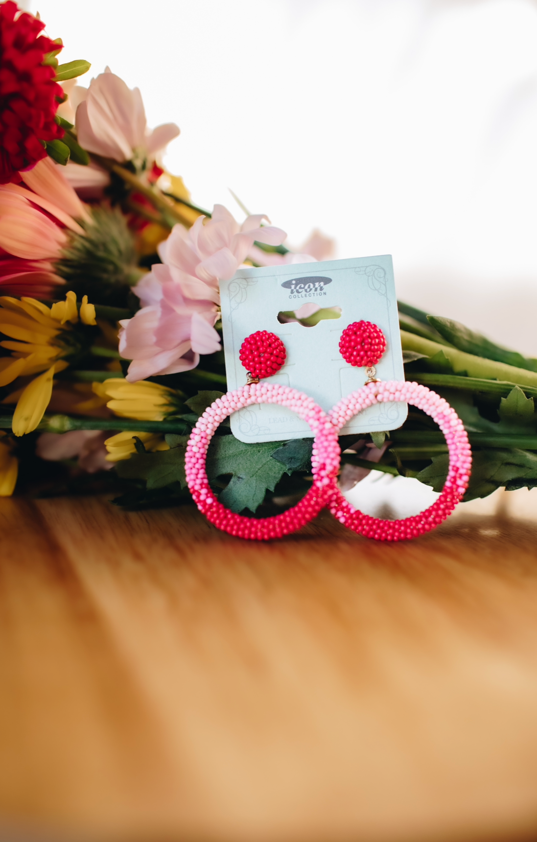 Inglewood Pink & Red Seed Bead Earrings